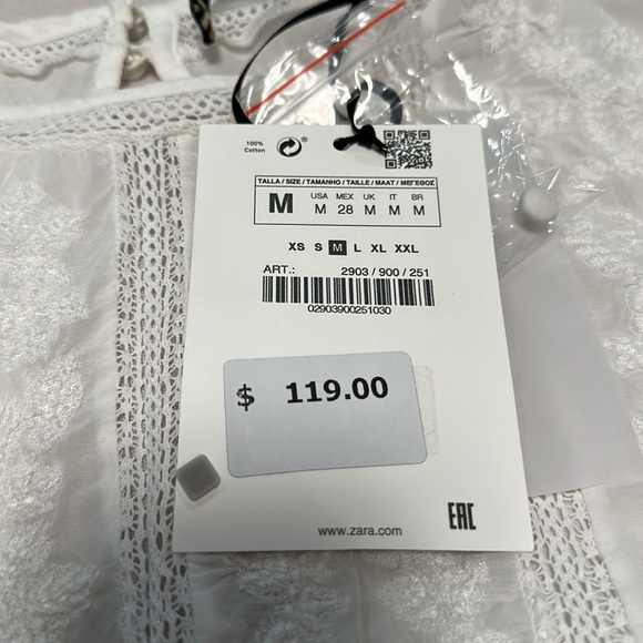 ZARA COLLECTION 2022 - NWT - EMBROIDERED BLOUSE - WHITE - Picture 6 of 9